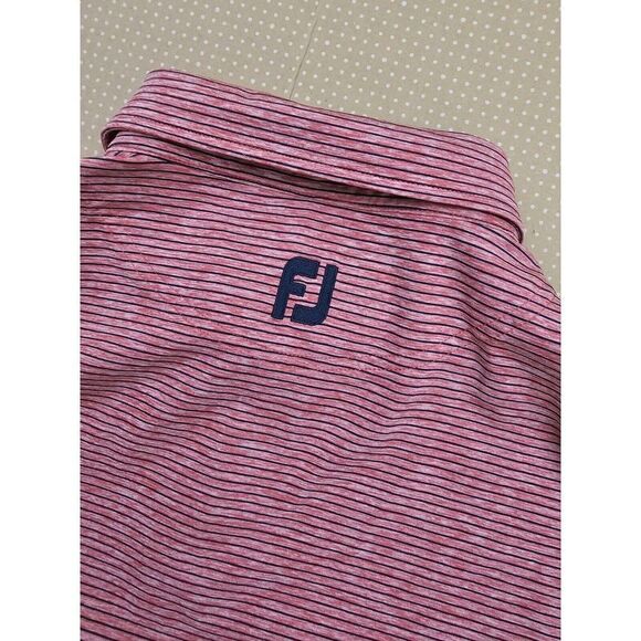 Footjoy Golf Polo Shirt Mens XL Red Striped Short Sleeve Outdoor FJ Logo - Picture 1 of 13
